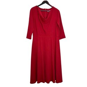 NWT Danny & Nicole Paprika Red Draped Neck Fit & Flare Dress Size 16 Occasion